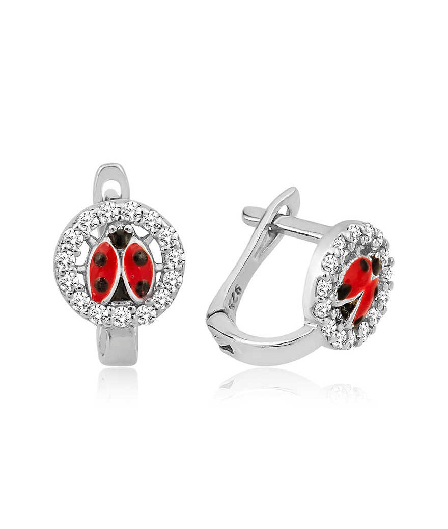 Gümüş Uğur Böceği Çocuk Küpesi