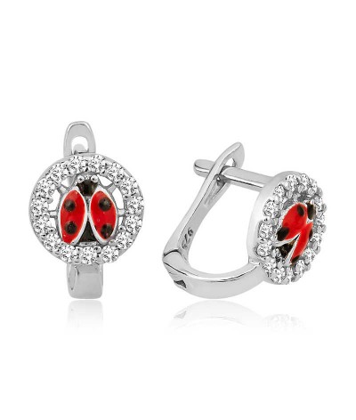 Gümüş Uğur Böceği Çocuk Küpesi