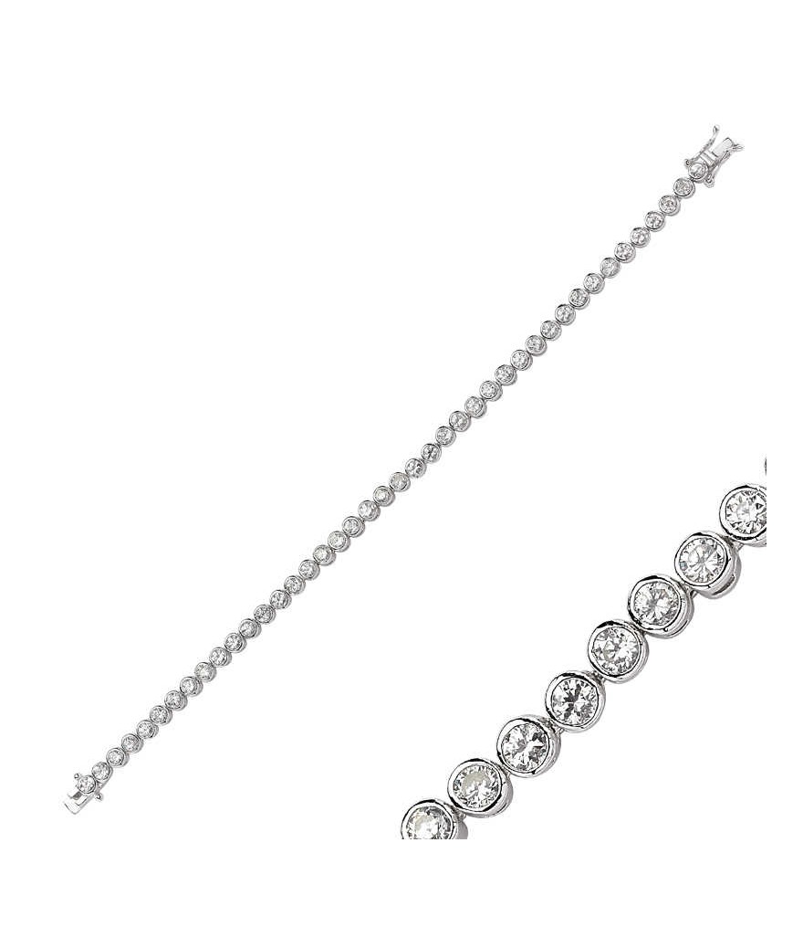 Gümüş Beyaz Taşlı Su Yolu Bayan Bileklik