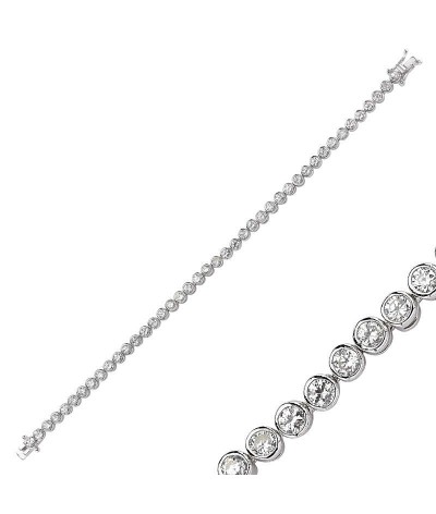 Gümüş Beyaz Taşlı Su Yolu Bayan Bileklik