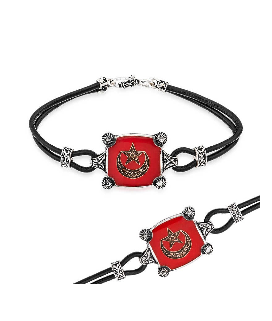 Gümüş Ay Yıldız Erkek Bileklik