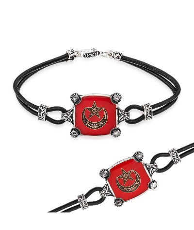 Gümüş Ay Yıldız Erkek Bileklik