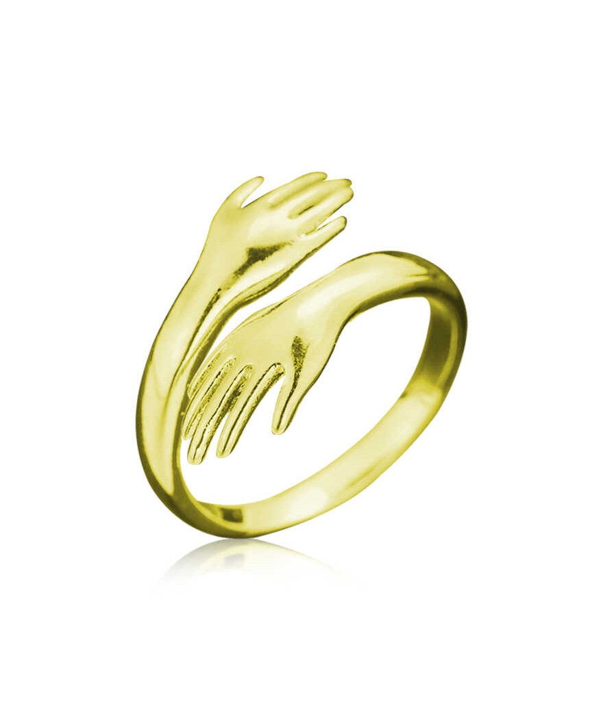 Gümüş Gold Sarılan Eller Yüzük