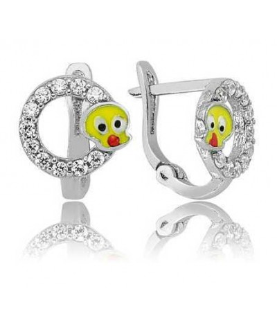 Gümüş Taşlı Tweety Çocuk Küpesi