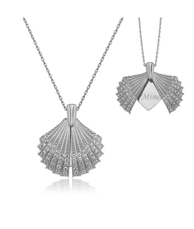 Gümüş Kişiye Özel İstiridye Bayan Kolye