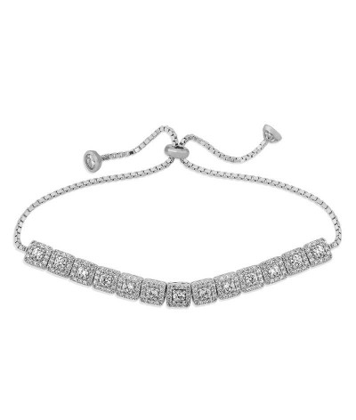 ​Gümüş Kare Baget Taşlı Asansörlü Bileklik