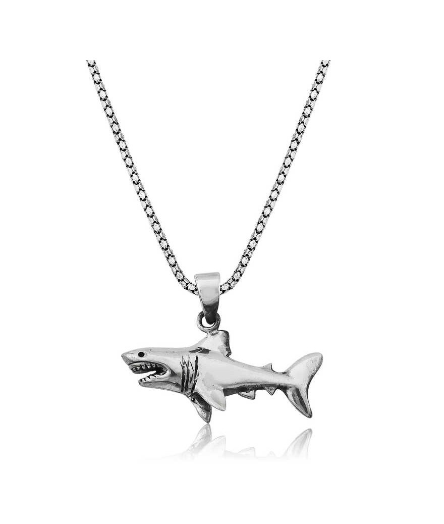 Gümüş Köpek Balığı Kolye