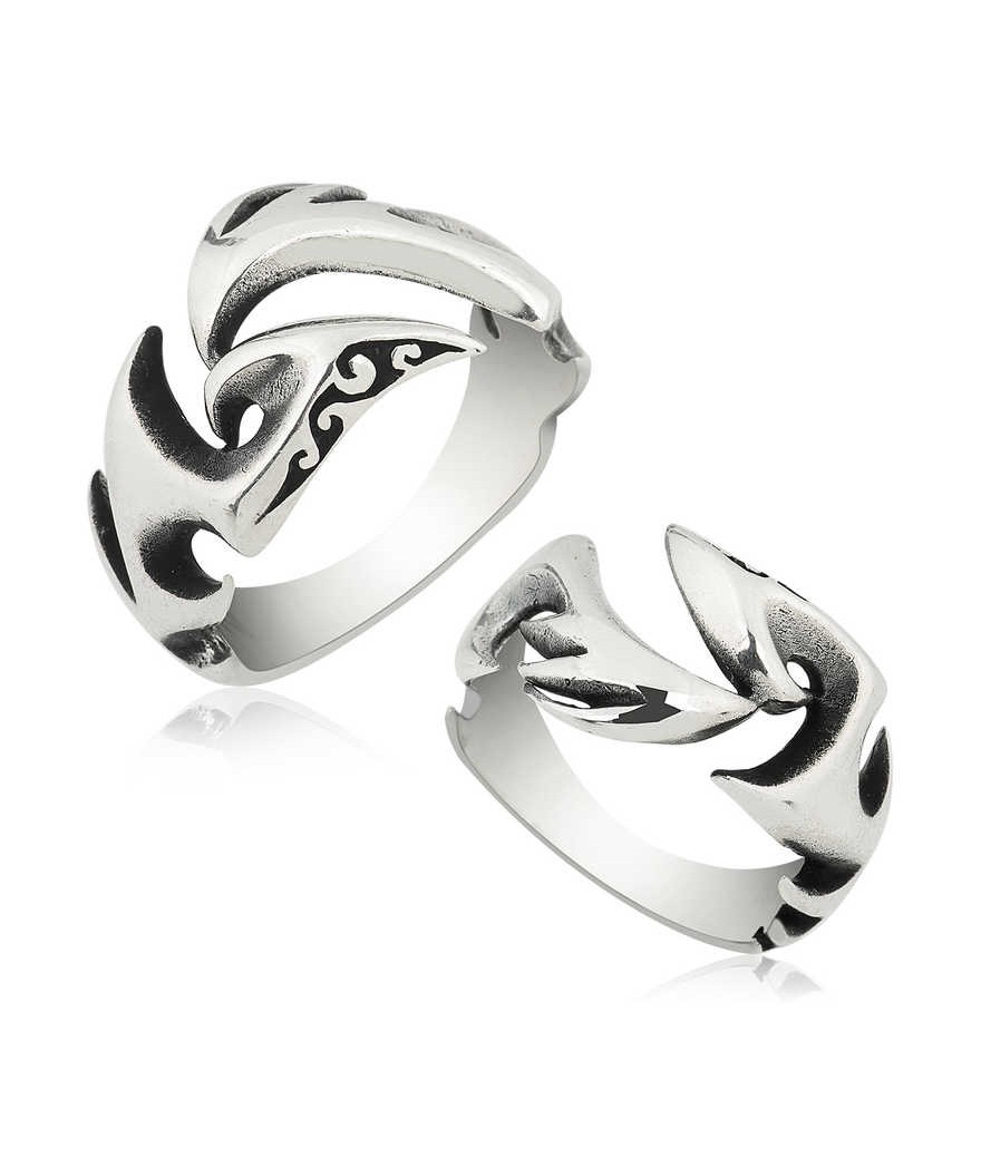 Gümüş Tribal Desenli Yüzük