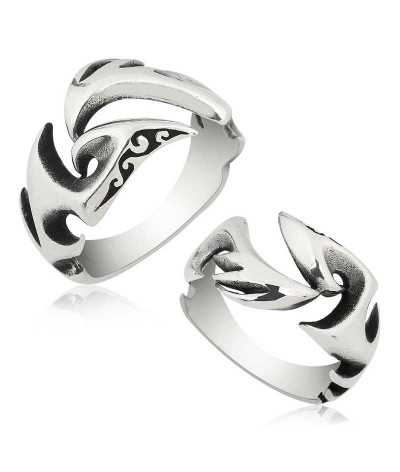 Gümüş Tribal Desenli Yüzük