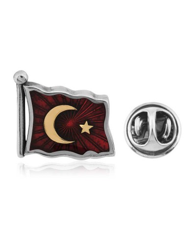 Gümüş Türk Bayrağı Rozet