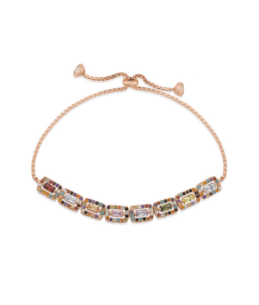 Gümüş Renkli Baget Taşlı Asansör Bileklik