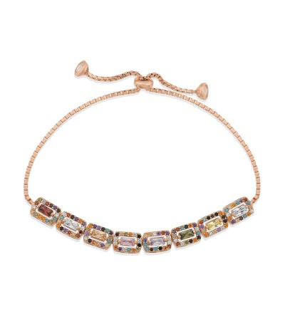 Gümüş Renkli Baget Taşlı Asansör Bileklik