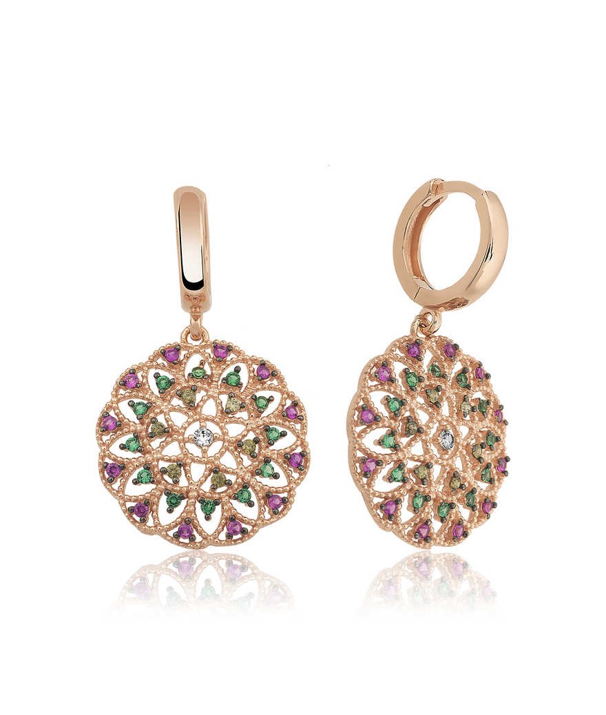 Gümüş Geometrik Desenli Bayan Küpe