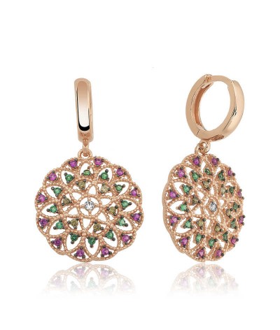 Gümüş Geometrik Desenli Bayan Küpe