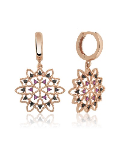 Gümüş Geometrik Desenli Bayan Küpe