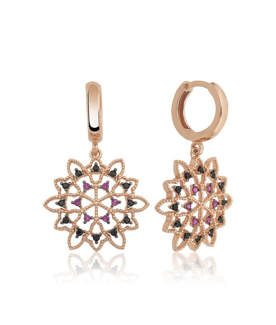 Gümüş Geometrik Desenli Bayan Küpe