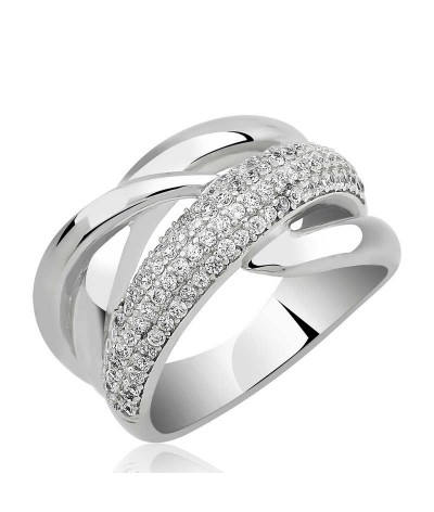 Gümüş Geçişli Model Bayan Yüzük