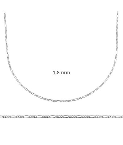 1.8 mm Gümüş Figaro Zincir - 0.50 mikron