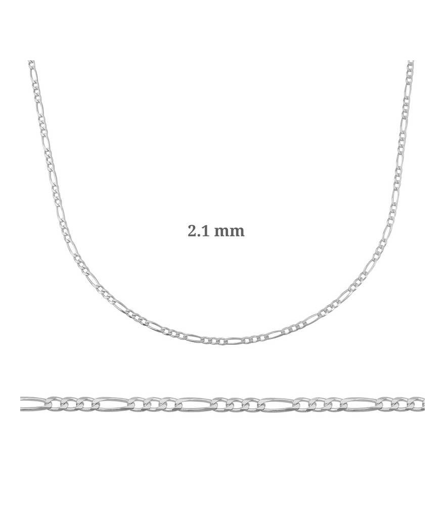 2.1 mm Gümüş Figaro Zincir - 0.60 mikron