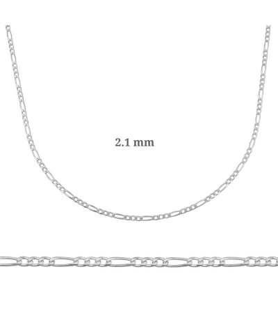 2.1 mm Gümüş Figaro Zincir - 0.60 mikron