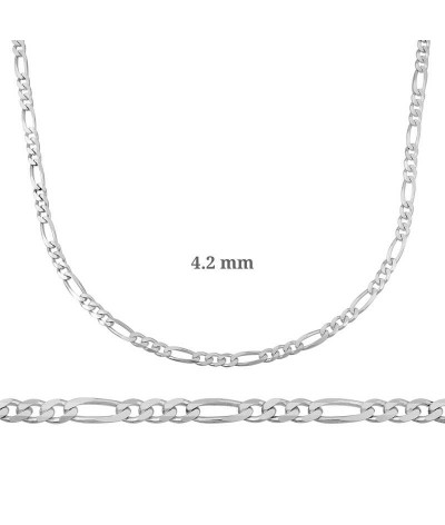 4.2 mm Gümüş Figaro Zincir - 120 mikron