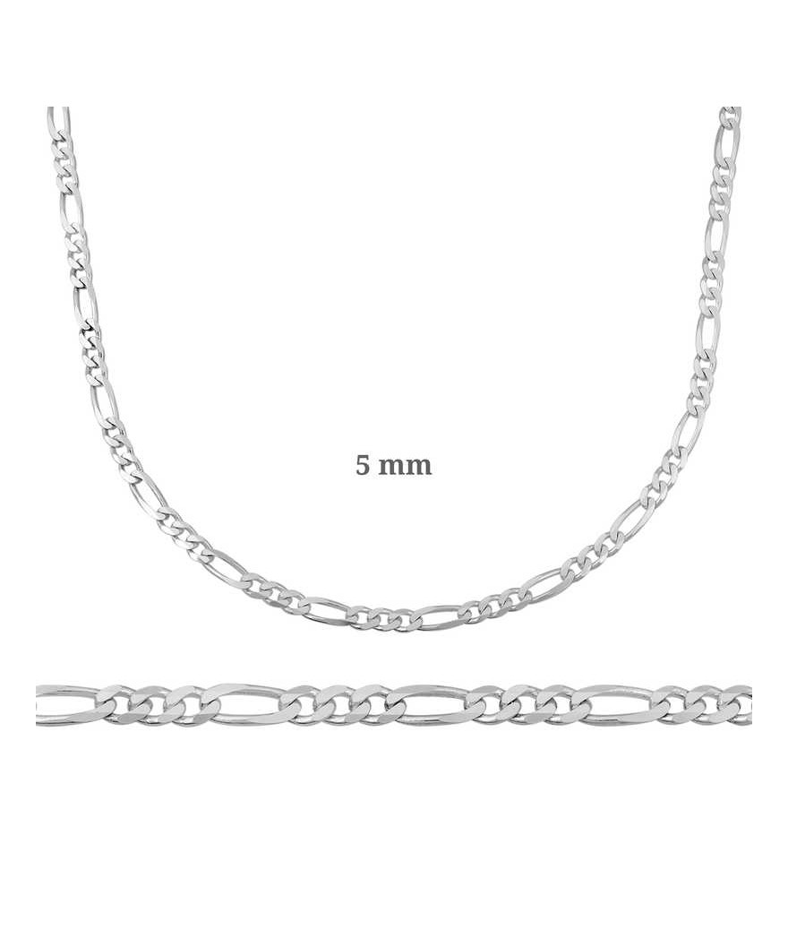 5 mm Gümüş Figaro Zincir - 140 mikron