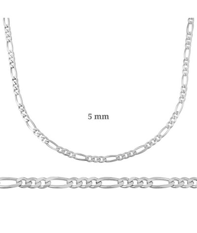 5 mm Gümüş Figaro Zincir - 140 mikron