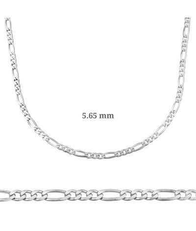 5.65 mm Gümüş Figaro Zincir - 160 mikron