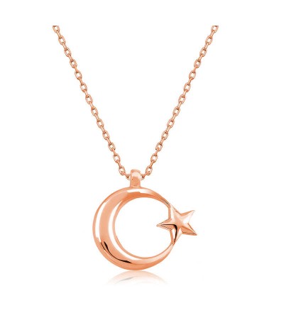 Gümüş Ay Yıldız  Bayan Kolye
