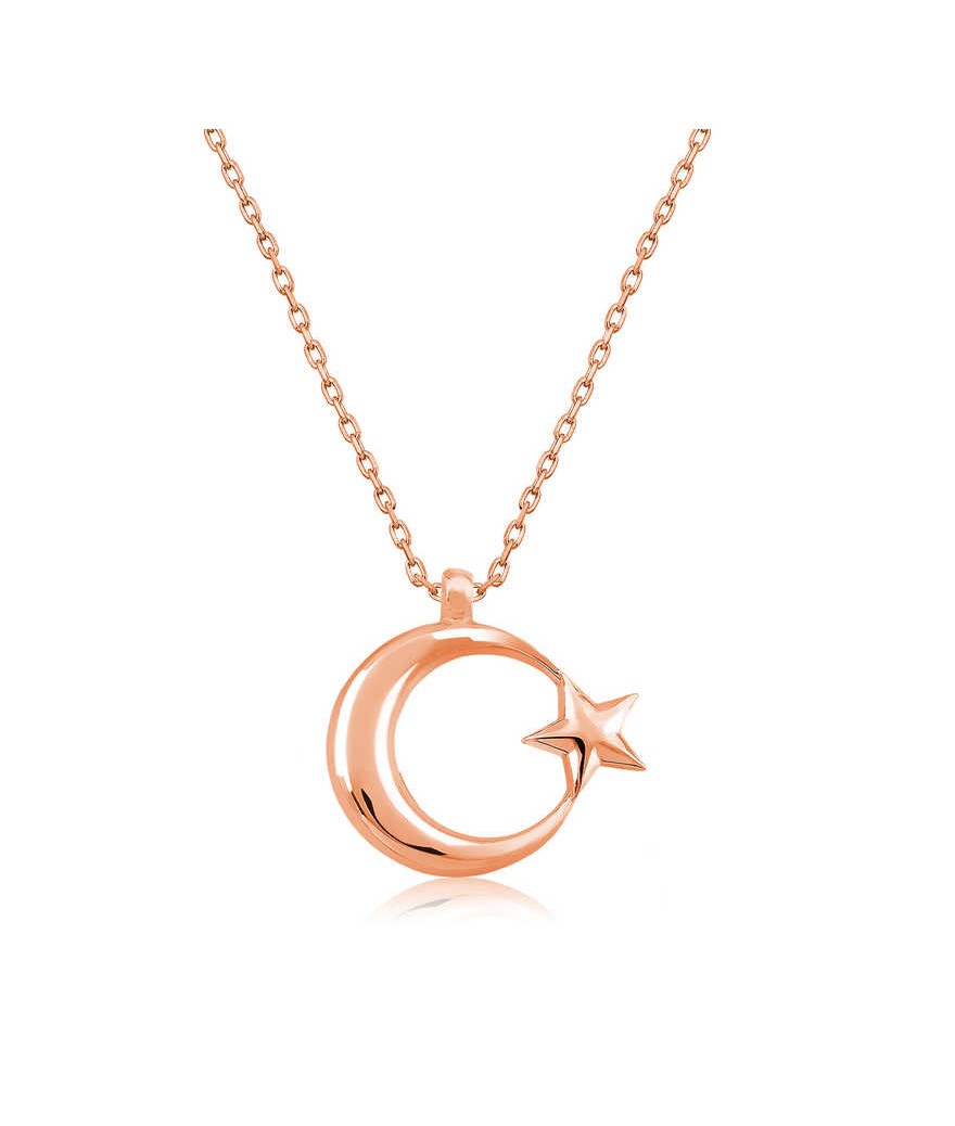 Gümüş Ay Yıldız  Bayan Kolye