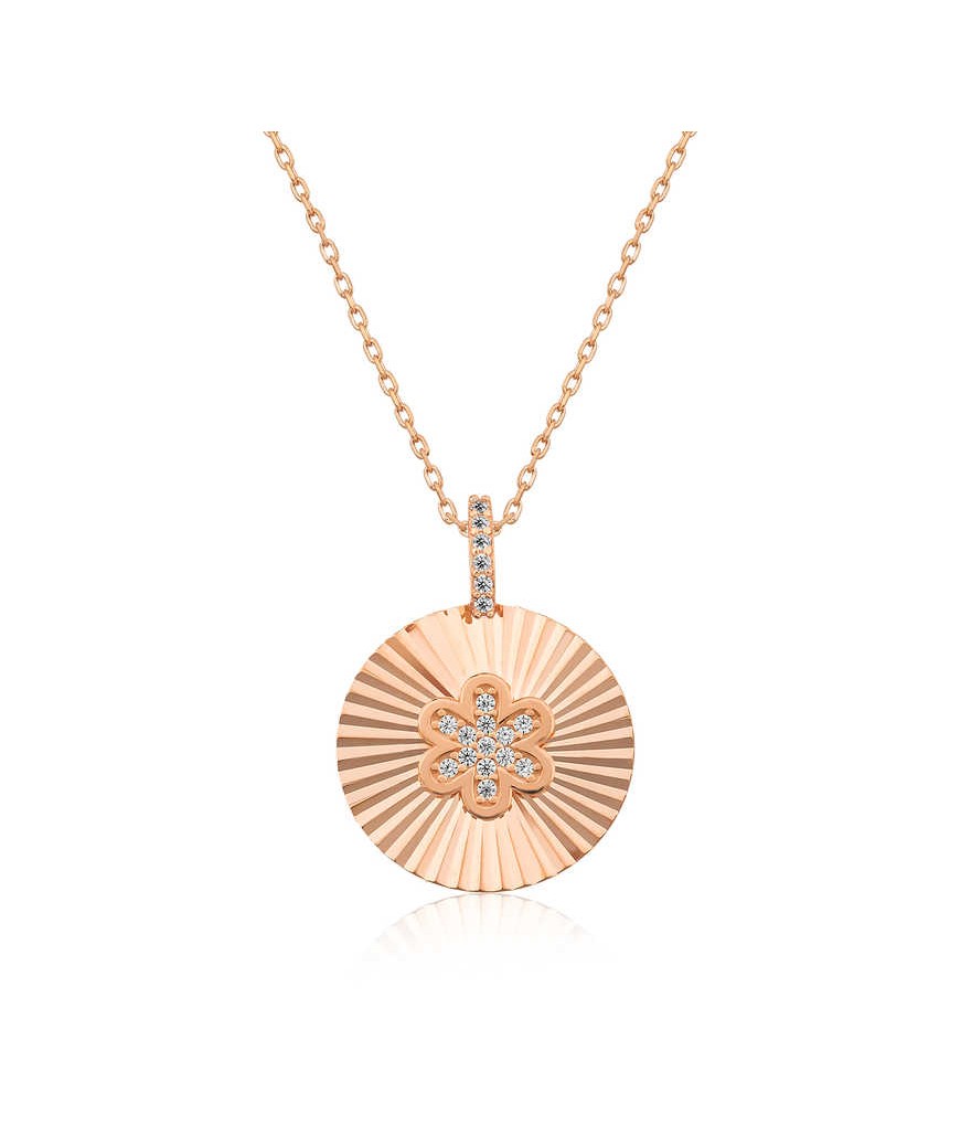 Gümüş Fırfırlı Çiçek Bayan Kolye