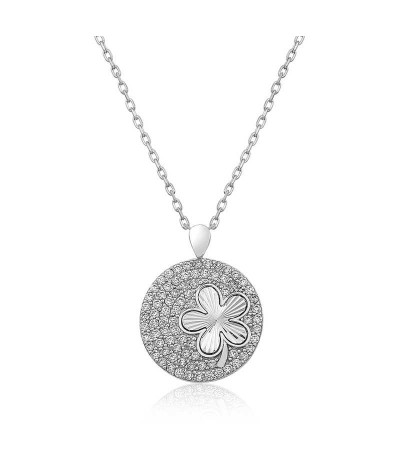 Gümüş Zirkon Taşlı Yonca Bayan Kolye