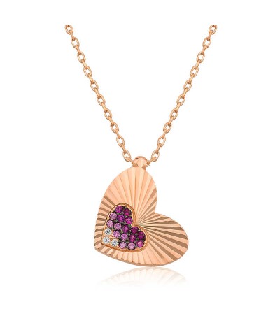 Gümüş Fırfır Kalp Bayan Kolye