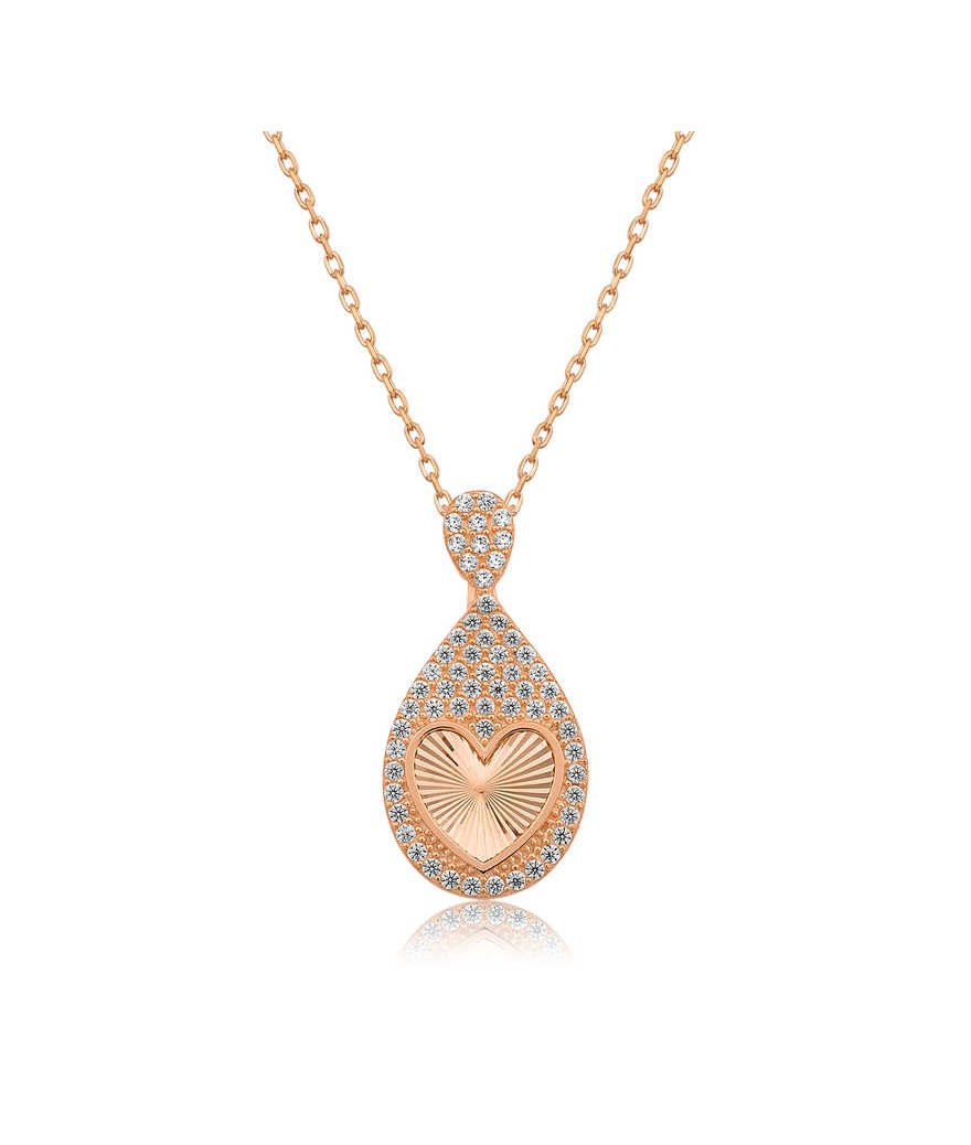 Gümüş Damla Kalp Bayan Kolye