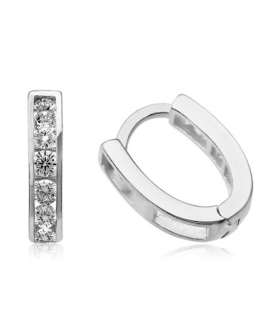 Gümüş Beyaz Taşlı Bayan Küpe