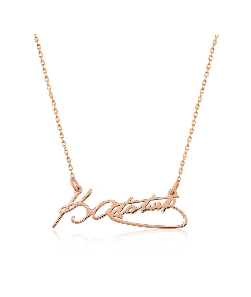 Gümüş Kemal Atatürk İmza Bayan Kolye