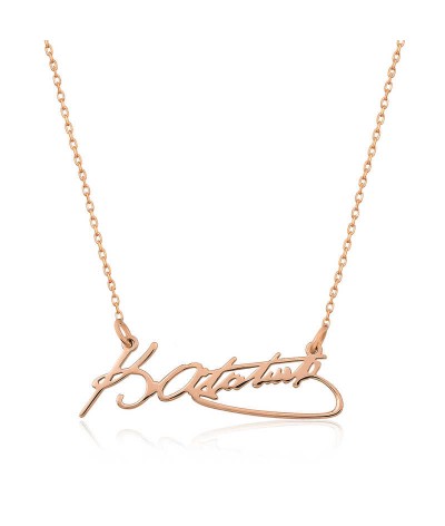 Gümüş Kemal Atatürk İmza Bayan Kolye