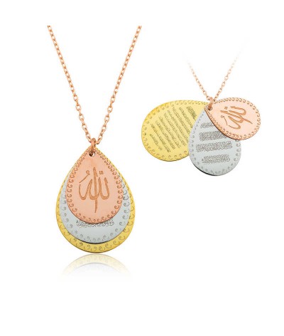 ​Gümüş Ayetel Kürsi, Nazar Ayeti ve Allah Yazılı Bayan Kolye