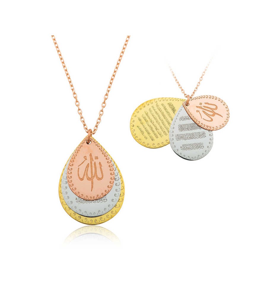 ​Gümüş Ayetel Kürsi, Nazar Ayeti ve Allah Yazılı Bayan Kolye