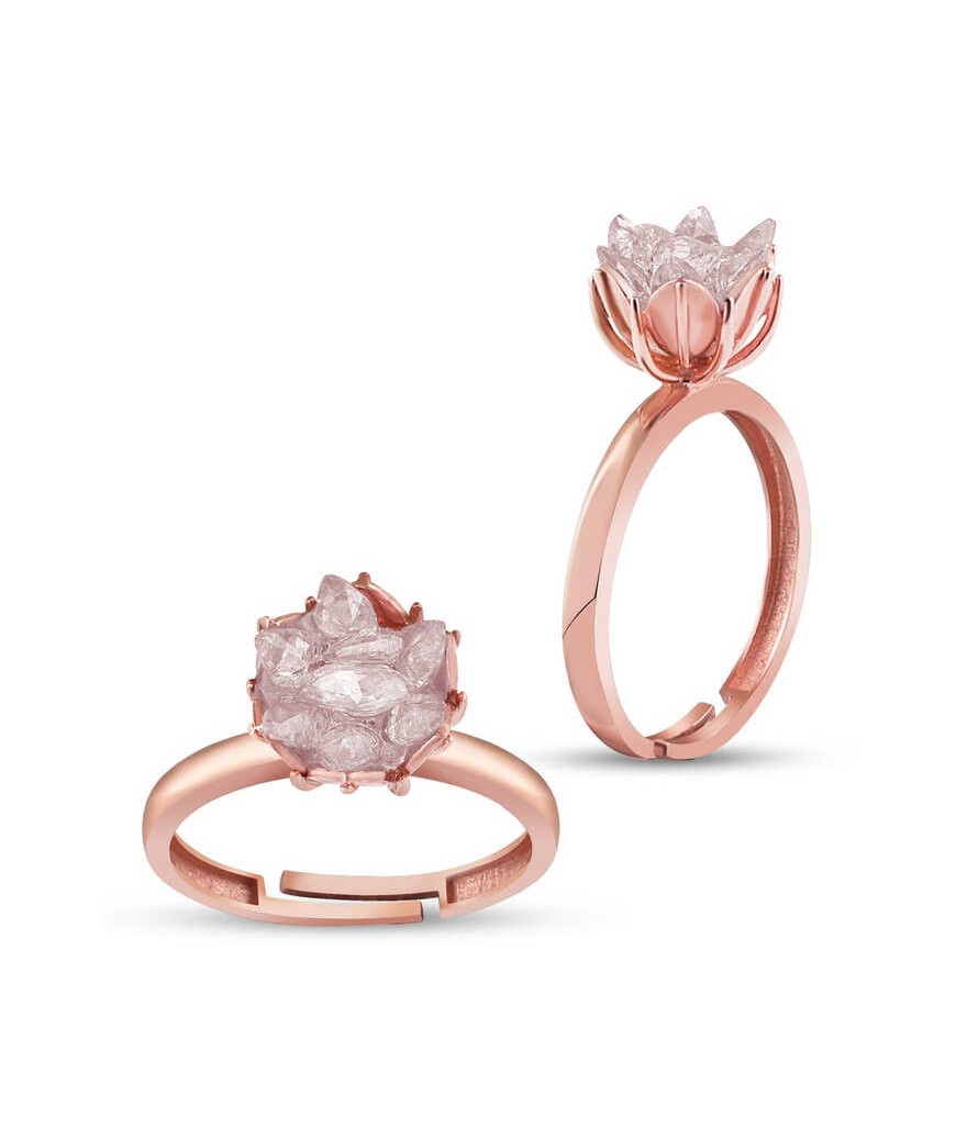 Gümüş Beyaz Lotus Çiçeği Yüzük