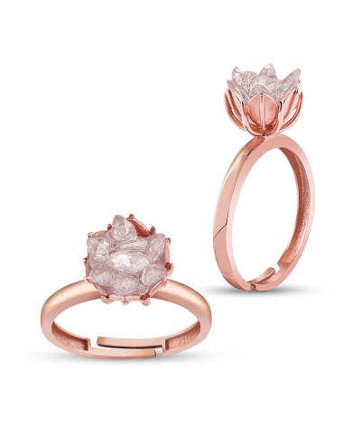 Gümüş Beyaz Lotus Çiçeği Yüzük