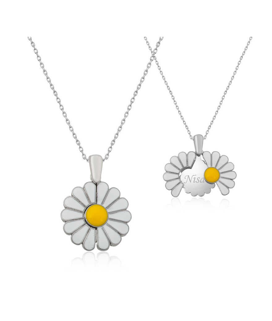 Gümüş Kişiye Özel Papatya Kolye