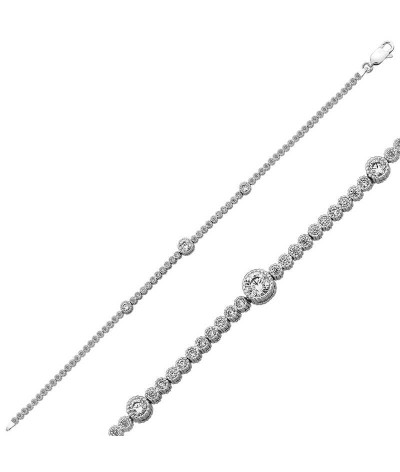 Gümüş Üç Taşlı Su Yolu Bayan Bileklik