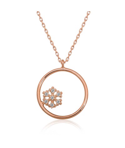 ​Gümüş Kar Tanesi Detaylı Halka Kolye