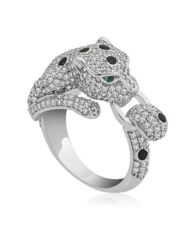 ​Gümüş Kaplan Figürlü Bayan Yüzük