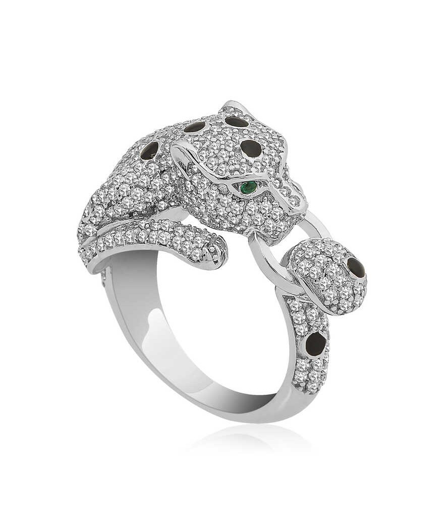 ​Gümüş Kaplan Figürlü Bayan Yüzük