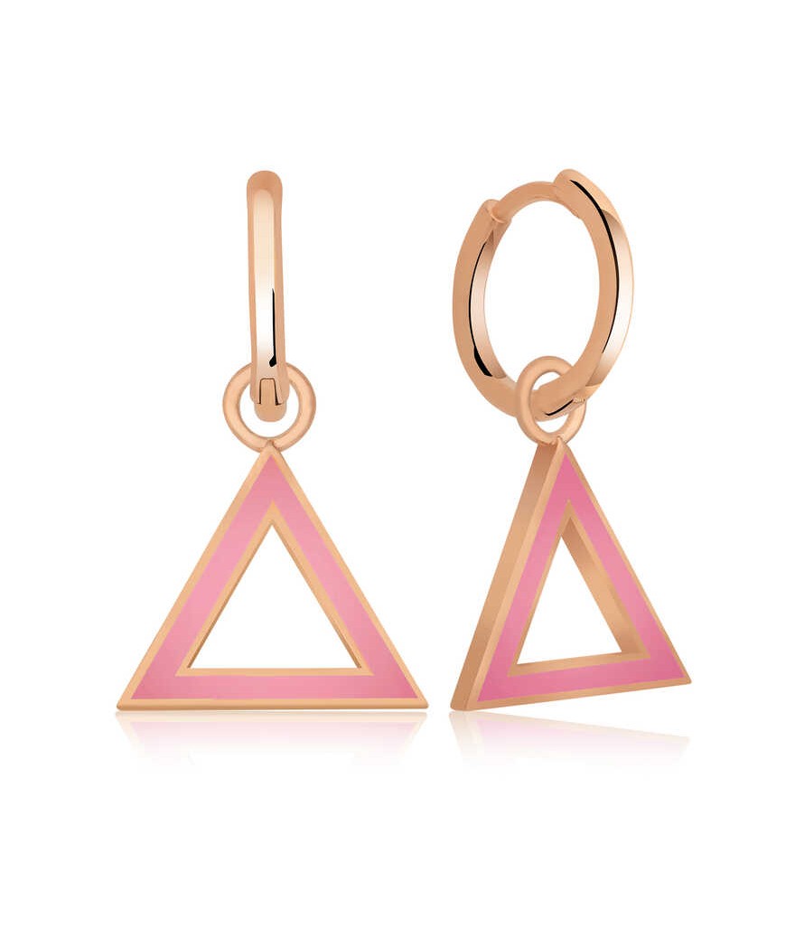 Gümüş Fosforlu Pembe Üçgen Küpe