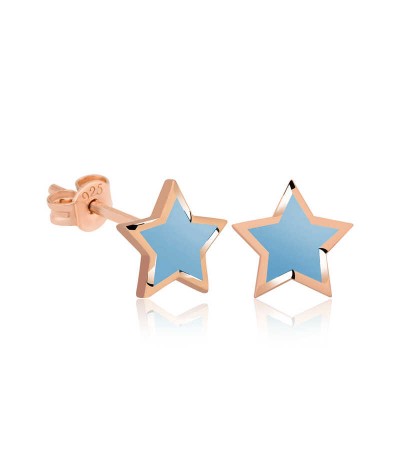 Gümüş Fosforlu Mavi Yıldız Küpe