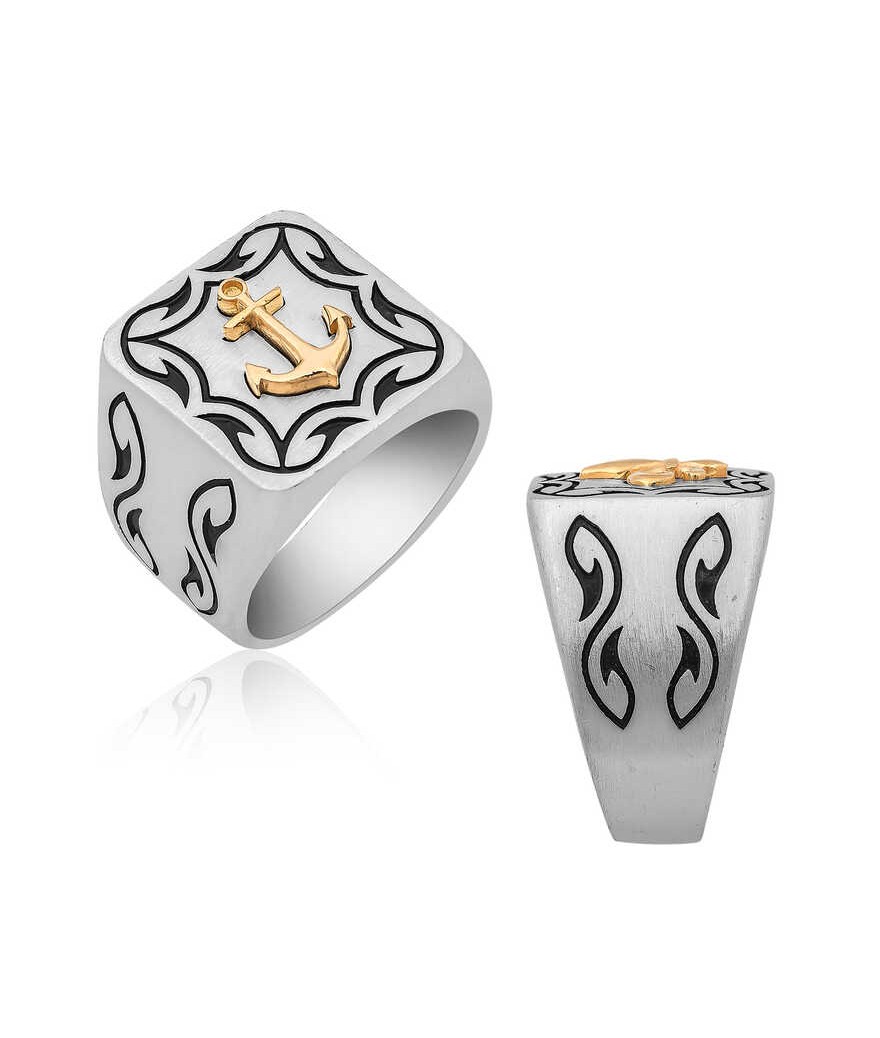 Gümüş Denizci Çapası Armalı Erkek Yüzük