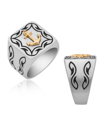 Gümüş Denizci Çapası Armalı Erkek Yüzük